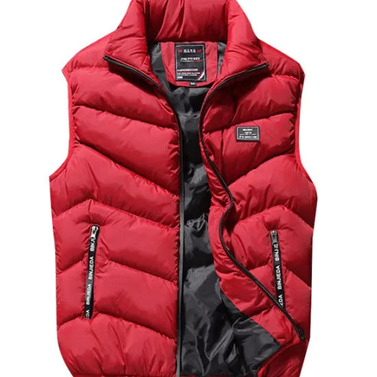 Outlet OUKU Men's Puffer Vest Gilet Hiking Thermal Warm Packable Breathable Winter Autumn / Fall Solid Color Black Red Navy Blue Gray Puffer Jacket
