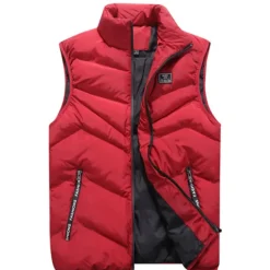 Outlet OUKU Men's Puffer Vest Gilet Hiking Thermal Warm Packable Breathable Winter Autumn / Fall Solid Color Black Red Navy Blue Gray Puffer Jacket