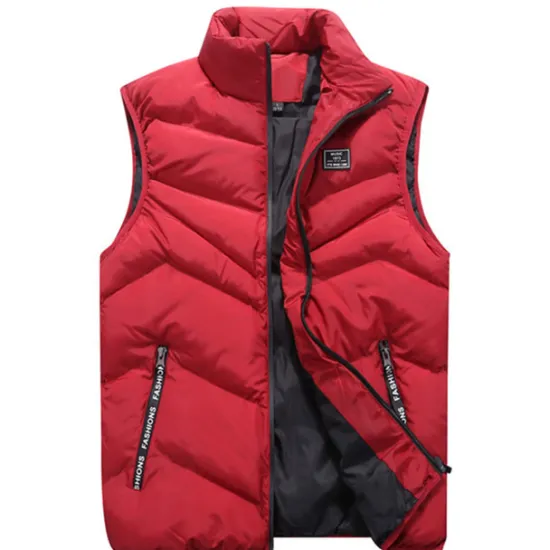Outlet OUKU Men's Puffer Vest Gilet Hiking Thermal Warm Packable Breathable Winter Autumn / Fall Solid Color Black Red Navy Blue Gray Puffer Jacket