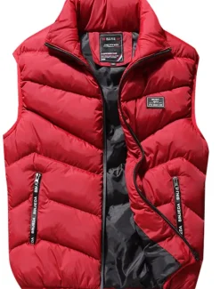 Online OUKU Men's Puffer Vest Gilet Quilted Vest Cardigan Outdoor Street Daily Going out Streetwear Sporty Fall Winter Pocket Full Zip Polyester Warm Breathable Solid Color Zipper Turndown Regular Fit Black