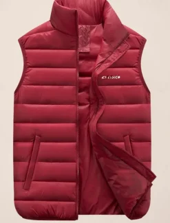 Clearance OUKU Men's Puffer Vest Going out Basic Fall & Winter Pocket Polyester Warm Letter Zipper Stand Collar Regular Fit Black Red Blue Army Green Vest