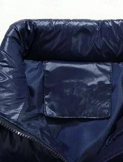 Clearance OUKU Men's Puffer Vest Going out Basic Fall & Winter Pocket Polyester Warm Letter Zipper Stand Collar Regular Fit Black Red Blue Army Green Vest