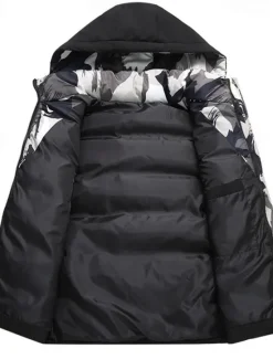 Online OUKU Men's Puffer Vest Hoodie Vest Padded Gilet Quilted Vest Daily Date Vacation Fashion Casual Fall & Winter Pocket Polyester Warm Comfortable Graphic Zipper Hooded Regular Fit Black White Blue Gray Vest
