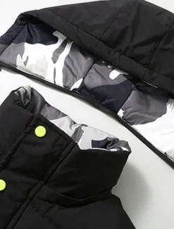 Online OUKU Men's Puffer Vest Hoodie Vest Padded Gilet Quilted Vest Daily Date Vacation Fashion Casual Fall & Winter Pocket Polyester Warm Comfortable Graphic Zipper Hooded Regular Fit Black White Blue Gray Vest
