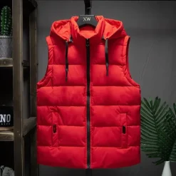 Clearance OUKU Men's Puffer Vest Hoodie Vest Padded Gilet Quilted Vest Daily Date Vacation Fashion Casual Fall & Winter Pocket Detachable Hood Polyester Warm Comfortable Solid Color Zipper Hooded Regular Fit Black