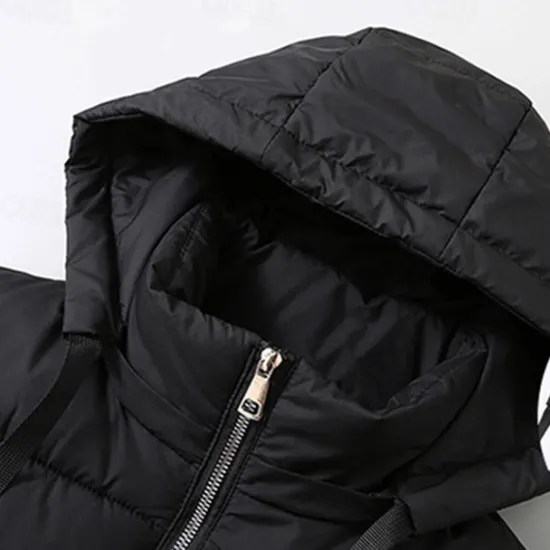 Sale OUKU Men's Puffer Vest Hoodie Vest Padded Gilet Quilted Vest Daily Date Vacation Fashion Casual Fall & Winter Pocket Detachable Hood Polyester Warm Comfortable Solid Color Zipper Hooded Regular Fit Black