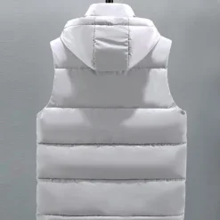 Best OUKU Men's Puffer Vest Hoodie Vest Padded Gilet Quilted Vest Daily Date Vacation Fashion Casual Fall & Winter Pocket Detachable Hood Polyester Warm Comfortable Solid Color Buttoned Front Hooded Regular Fit