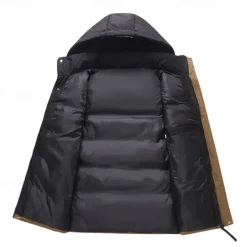 Hot OUKU Men's Puffer Vest Hoodie Vest Padded Gilet Quilted Vest Daily Date Vacation Fashion Casual Fall & Winter Pocket Detachable Hood Polyester Warm Comfortable Color Block Hidden Hooded Regular Fit Black