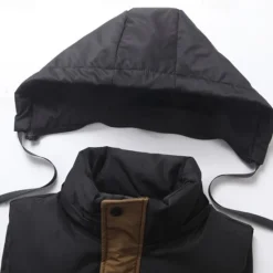 Hot OUKU Men's Puffer Vest Hoodie Vest Padded Gilet Quilted Vest Daily Date Vacation Fashion Casual Fall & Winter Pocket Detachable Hood Polyester Warm Comfortable Color Block Hidden Hooded Regular Fit Black