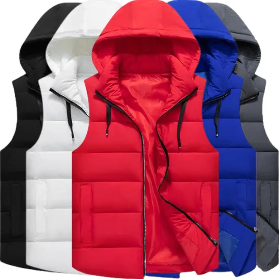 Sale OUKU Men's Puffer Vest Thermal Warm Breathable Lightweight Winter Autumn / Fall Solid Color Black White Red Blue Puffer Jacket