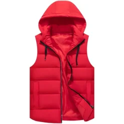 Sale OUKU Men's Puffer Vest Thermal Warm Breathable Lightweight Winter Autumn / Fall Solid Color Black White Red Blue Puffer Jacket