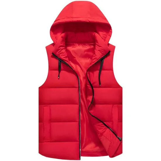Sale OUKU Men's Puffer Vest Thermal Warm Breathable Lightweight Winter Autumn / Fall Solid Color Black White Red Blue Puffer Jacket