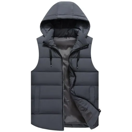 Sale OUKU Men's Puffer Vest Thermal Warm Breathable Lightweight Winter Autumn / Fall Solid Color Black White Red Blue Puffer Jacket