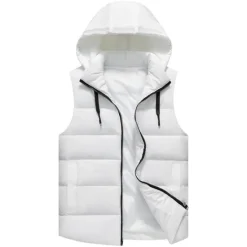 Sale OUKU Men's Puffer Vest Thermal Warm Breathable Lightweight Winter Autumn / Fall Solid Color Black White Red Blue Puffer Jacket