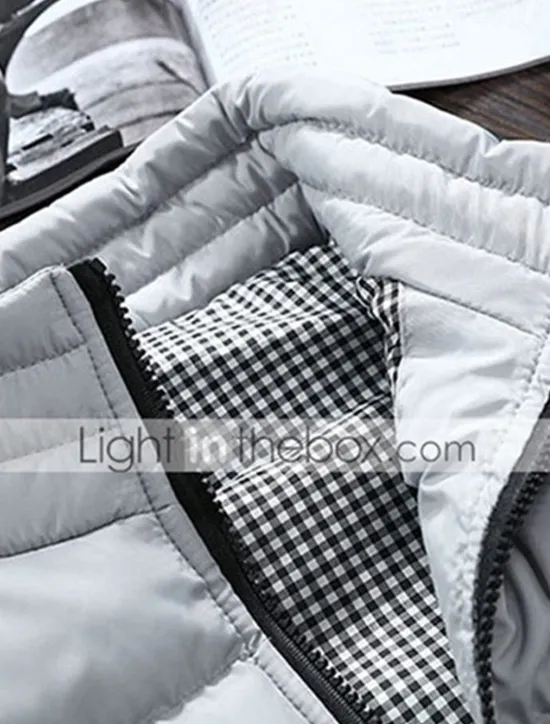Clearance OUKU Men's Puffer Vest Vest Gilet Daily Date Vacation Fashion Casual Fall & Winter Pocket Polyester Warm Comfortable Plain Quilted Zipper Stand Collar Regular Fit Black White Red Burgundy Vest