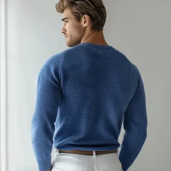 Sale OUKU Men's Pullover Cashmere Sweater Wool Jumper Knit Solid Color V Neck Knitwear Elegant Christmas Gifts Home Clothing Apparel Fall Winter Wine Red Black