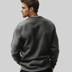 Clearance OUKU Men's Pullover Merino Wool Sweater 2 in 1 Solid Color Crew Neck Knitwear Elegant Christmas Outdoor Clothing Apparel Fall Winter Black Brown S M L
