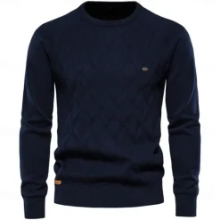 OUKU Men's Pullover Sweater Jumper Knit Solid Color Crew Neck Knitwear Elegant Christmas Outdoor Clothing Apparel Raglan Sleeves Spring Fall Black Red S M L