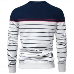 Outlet OUKU Men's Pullover Sweater Jumper Ribbed Knit Regular Tops Color Block Striped Crew Neck Knitwear Daily Outdoor Vacation Clothing Apparel Spring Fall Wine Navy Blue S M L