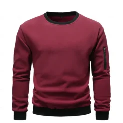 New OUKU Men's Pullover Wine Red Black Light Green Army Green Blue Round Neck Plain Sports & Outdoor Sports Streetwear non-printing Designer Basic Casual Winter Clothing Apparel Hoodies Sweatshirts