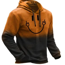 Outlet OUKU Men's Pumpkin Graphic Prints Hoodie Hoodies Waffle Hoodie Daily Classic Long Sleeve Hooded Halloween Holiday Going out Black Yellow Print Spring & Fall Designer