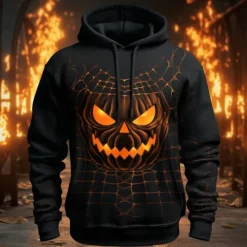 OUKU Men's Pumpkin Graphic Prints Hoodie Hoodies Sweatshirt Daily Classic Long Sleeve Hooded Halloween Holiday Going out #1 #2 Print Spring & Fall Designer