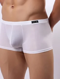 Outlet OUKU Men's Pure Color Classic & Timeless Solid Colored Boxers Underwear Mid Rise Ice Silk Pink M