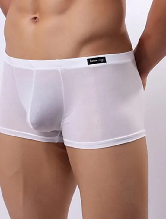 Outlet OUKU Men's Pure Color Classic & Timeless Solid Colored Boxers Underwear Mid Rise Ice Silk Pink M