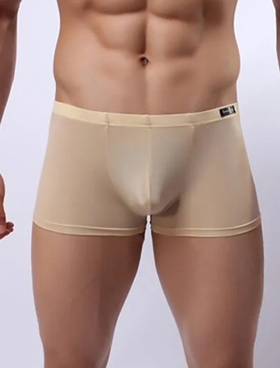 Outlet OUKU Men's Pure Color Classic & Timeless Solid Colored Boxers Underwear Mid Rise Ice Silk Pink M