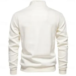 Outlet OUKU Men's Quarter Zip Hoodie White Half Zip Plain Casual Athletic Clothing Apparel Hoodies Sweatshirts Long Sleeve