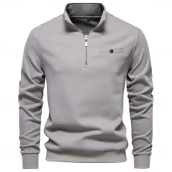 Outlet OUKU Men's Quarter Zip Hoodie White Half Zip Plain Casual Athletic Clothing Apparel Hoodies Sweatshirts Long Sleeve