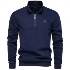 Outlet OUKU Men's Quarter Zip Hoodie White Half Zip Plain Casual Athletic Clothing Apparel Hoodies Sweatshirts Long Sleeve