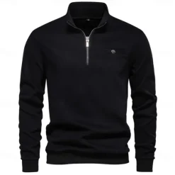 Outlet OUKU Men's Quarter Zip Hoodie White Half Zip Plain Casual Athletic Clothing Apparel Hoodies Sweatshirts Long Sleeve