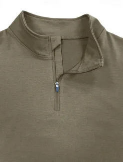 Clearance OUKU Men's Quarter Zip Polo Golf Polos Shirts Outdoor Causal Quarter Zip Long Sleeve Fashion Modern Solid Color Knitted Spring & Fall Standard Fit Black White Navy Blue Dark Green Brown Quarter Zip Polo