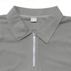 Online OUKU Men's Quarter Zip Polo Golf Shirt Daily Holiday Turndown Short Sleeve Fashion Basic Plain Spring & Summer Regular Fit Black White Blue Khaki Light Grey Quarter Zip Polo