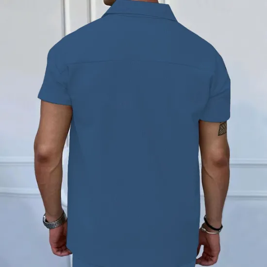 Online OUKU Men's Quarter Zip Polo Golf Shirt Daily Holiday Turndown Short Sleeve Fashion Basic Plain Spring & Summer Regular Fit Black White Blue Khaki Light Grey Quarter Zip Polo