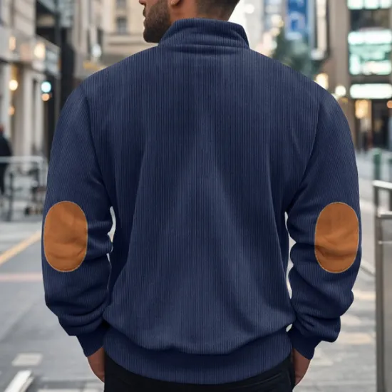 OUKU Men's Quarter Zip Polo Golf Shirt Daily Holiday Quarter Zip Long Sleeve Fashion Modern Color Block Patchwork Spring & Fall Regular Fit Black Navy Blue Light Grey Army Green Apricot Quarter Zip Polo