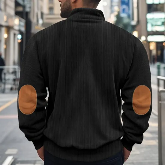 OUKU Men's Quarter Zip Polo Golf Shirt Daily Holiday Quarter Zip Long Sleeve Fashion Modern Color Block Patchwork Spring & Fall Regular Fit Black Navy Blue Light Grey Army Green Apricot Quarter Zip Polo