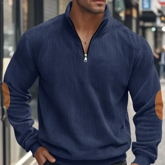 OUKU Men's Quarter Zip Polo Golf Shirt Daily Holiday Quarter Zip Long Sleeve Fashion Modern Color Block Patchwork Spring & Fall Regular Fit Black Navy Blue Light Grey Army Green Apricot Quarter Zip Polo