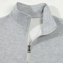Best OUKU Men's Quarter Zip Polo Golf Shirt Daily Holiday Quarter Zip Long Sleeve Fashion Modern Plain Spring & Fall Regular Fit Black White Khaki Light Grey Dark Gray Quarter Zip Polo
