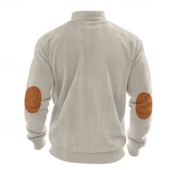 Online OUKU Men's Quarter Zip Polo Golf Shirt Daily Holiday Quarter Zip Long Sleeve Fashion Modern Color Block Patchwork Spring & Fall Regular Fit Navy Blue Light Grey Army Green Apricot Quarter Zip Polo