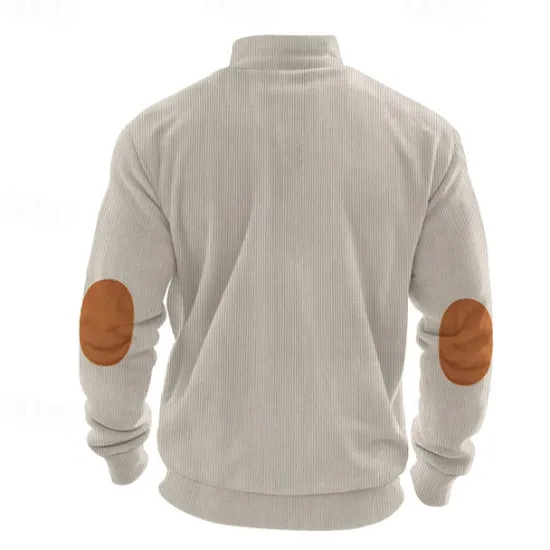 Online OUKU Men's Quarter Zip Polo Golf Shirt Daily Holiday Quarter Zip Long Sleeve Fashion Modern Color Block Patchwork Spring & Fall Regular Fit Navy Blue Light Grey Army Green Apricot Quarter Zip Polo