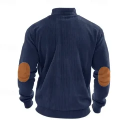 Online OUKU Men's Quarter Zip Polo Golf Shirt Daily Holiday Quarter Zip Long Sleeve Fashion Modern Color Block Patchwork Spring & Fall Regular Fit Navy Blue Light Grey Army Green Apricot Quarter Zip Polo