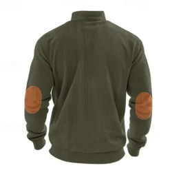 Online OUKU Men's Quarter Zip Polo Golf Shirt Daily Holiday Quarter Zip Long Sleeve Fashion Modern Color Block Patchwork Spring & Fall Regular Fit Navy Blue Light Grey Army Green Apricot Quarter Zip Polo