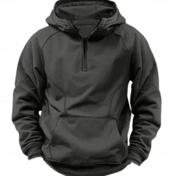 Best OUKU Men's Quarter Zip Sweatshirt Raglan Hoodie Tactical Hoodie Black Army Green Navy Blue Dark Gray Hooded Half Zip Color Block Patchwork Pocket Quarter Zip Work Sports & Outdoor Casual Streetwear Basic