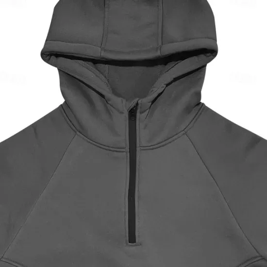 Best OUKU Men's Quarter Zip Sweatshirt Raglan Hoodie Tactical Hoodie Black Army Green Navy Blue Dark Gray Hooded Half Zip Color Block Patchwork Pocket Quarter Zip Work Sports & Outdoor Casual Streetwear Basic