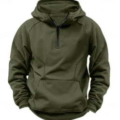 Best OUKU Men's Quarter Zip Sweatshirt Raglan Hoodie Tactical Hoodie Black Army Green Navy Blue Dark Gray Hooded Half Zip Color Block Patchwork Pocket Quarter Zip Work Sports & Outdoor Casual Streetwear Basic