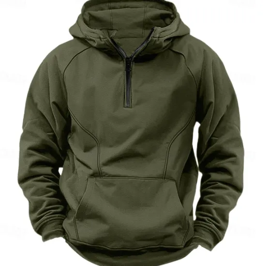 Best OUKU Men's Quarter Zip Sweatshirt Raglan Hoodie Tactical Hoodie Black Army Green Navy Blue Dark Gray Hooded Half Zip Color Block Patchwork Pocket Quarter Zip Work Sports & Outdoor Casual Streetwear Basic
