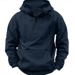 Best OUKU Men's Quarter Zip Sweatshirt Raglan Hoodie Tactical Hoodie Black Army Green Navy Blue Dark Gray Hooded Half Zip Color Block Patchwork Pocket Quarter Zip Work Sports & Outdoor Casual Streetwear Basic