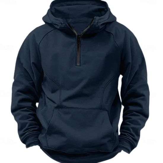 Best OUKU Men's Quarter Zip Sweatshirt Raglan Hoodie Tactical Hoodie Black Army Green Navy Blue Dark Gray Hooded Half Zip Color Block Patchwork Pocket Quarter Zip Work Sports & Outdoor Casual Streetwear Basic
